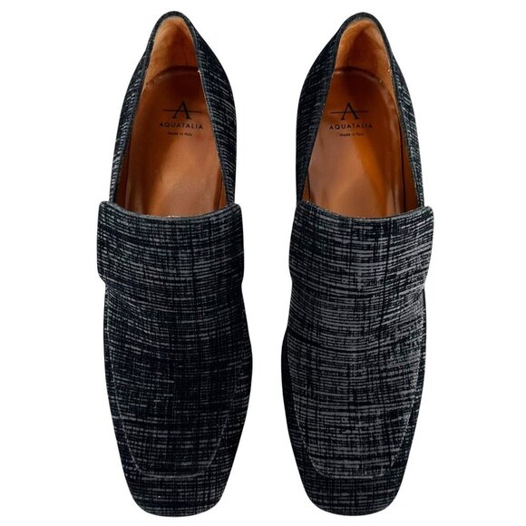 NEW Aquatalia Jilianne Devoure Anthracite Black Textured Suede Pumps Size 9 - Picture 2 of 9